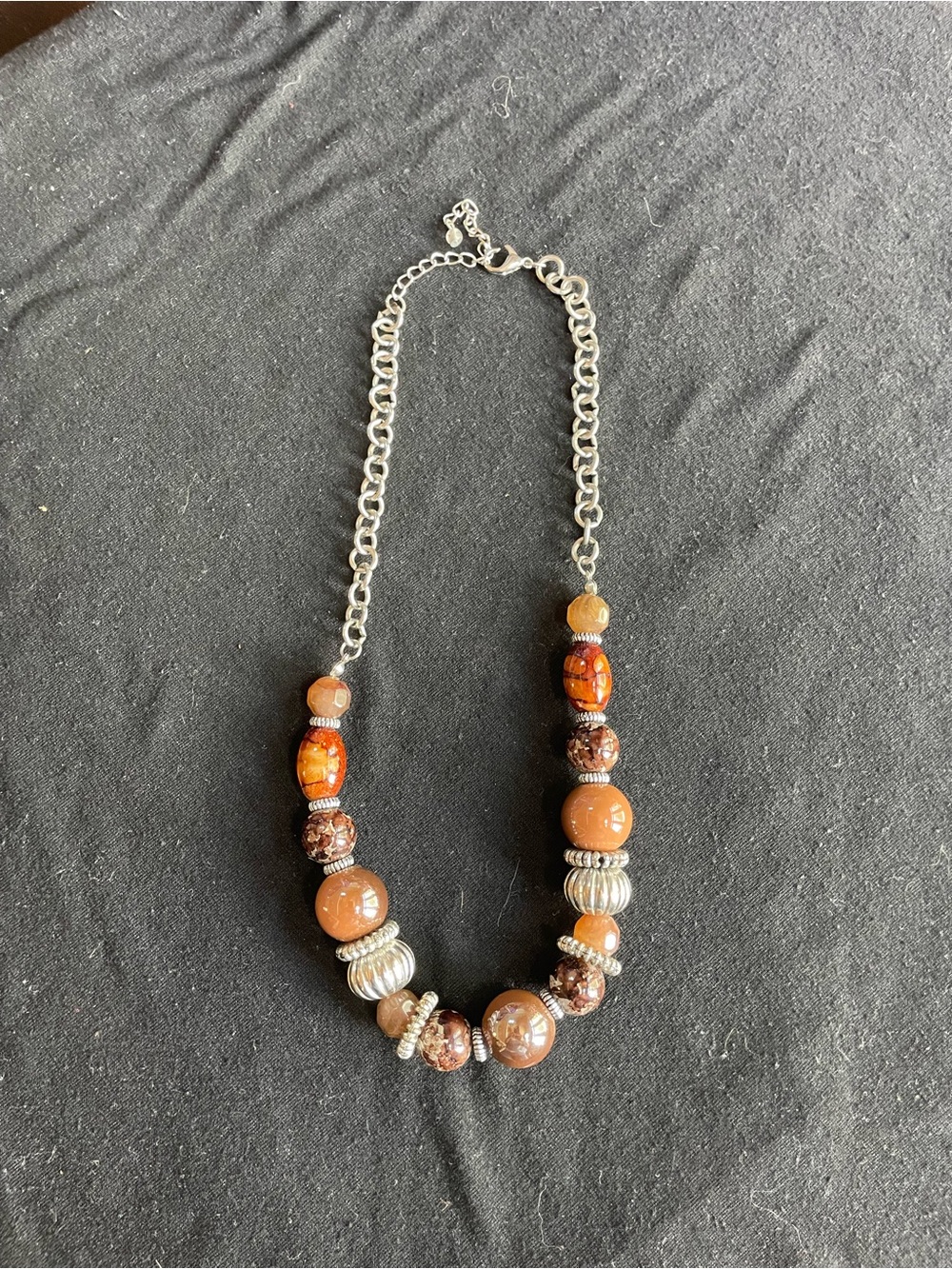Brown/Orange Beaded Statement Necklace - Women Jewelry